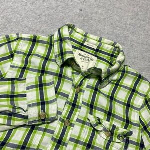Abercrombie Fitch Shirt Mens Large Green Muscle Flannel Retro Grunge 90s College